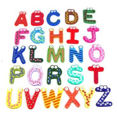 SODIAL Funky Fun Colorful Magnetic Letters A-Z Wooden Fridge Magnets Kid toys Education